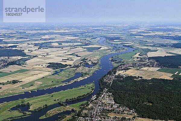 Elbe  bei Ferchland und Derben  Gemeinde Elbe-Parey  Landkreis Jerichower Land  Sachsen-Anhalt  Deutschland  Europa