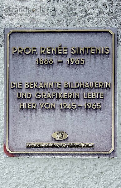 Gedenktafel von der Bildhauerin Prof. Renee Sintenis  Innsbrucker Str.  Schöneberg  Berlin  Deutschland  Europa