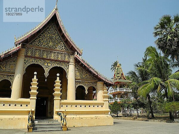 Tempel Wat Ong Teu  Tempel des Gewichtigen Buddha  Vientiane  Hauptstadt von Laos  Provinz Vientiane  Laos  Asien