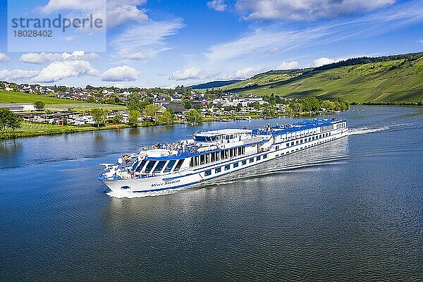 Flusskreuzfahrtschiff auf der Mosel bei Mehring  Moseltal  Deutschland  Europa