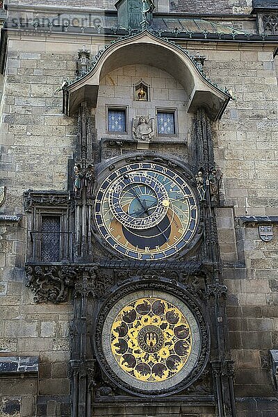 Astronomische Uhr am Rathaus  Altstadt  Prag  Tschechische Republik  Marsch  Europa