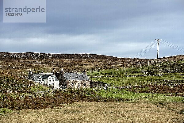 Traditionelles Crofter's Cottage  Assynt  Sutherland  Schottische Highlands  Schottland  UK