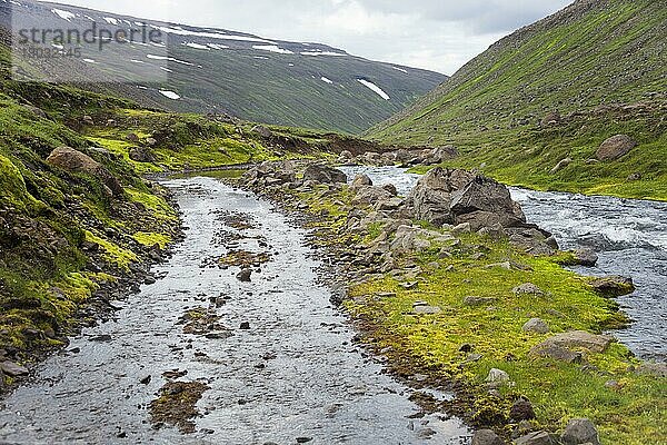 Piste  Fluss Eyjafjardara  F821  Hochland  Island  Schotterpiste  Schotterstraße  Europa