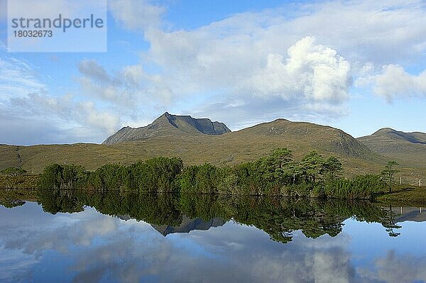 Loch Cul Dromannan  Coigach hills  A835  Highlands  Schottland  Großbritannien  Europa