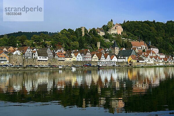 Neckar  Schloss Hirschhorn  Hirschhorn  Hessen  Deutschland  Europa