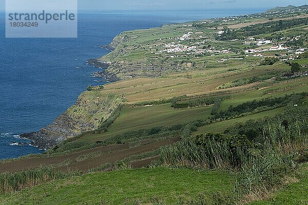 Blick auf die Südküste bei Feteiras  Sao Miguel  Azoren  Portugal  Europa