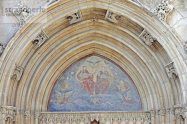 Gotische Kathedrale Saint-Siffrein  Gemälde am Südportal  Carpentras  Vaucluse  Provence-Alpes-Cote d'Azur  SüdFrankreich  Kathedrale St. Siffrein  Porte Juive  Judentor