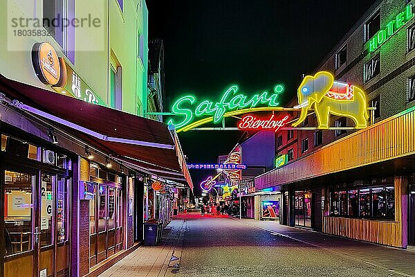 Neonwerbung für das Nachtleben in der Straße Große Freiheit  einer Seitenstraße zur Reeperbahn  St. Pauli  Hamburg  Deutschland  Europa