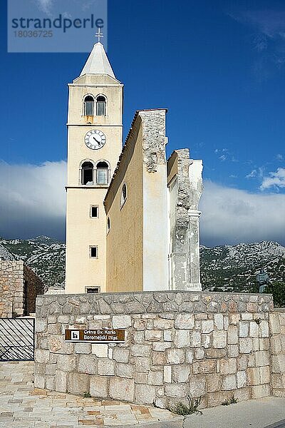 Ruinen der Kirche des Heiligen Carlo Borromeo  Sv. Boromejski  Karlobag  Dalmatien  Kroatien  Europa