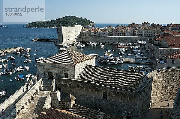 Hafen  Blick von der Stadtmauer  Altstadt  Dubrovnik  Dalmatien  Kroatien  Europa