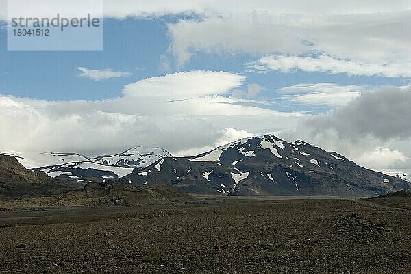 Gletscher und Langjökull  Kaldidalur  Kaltes Tal  von der Kaldadalsvegur 550  Island  Europa