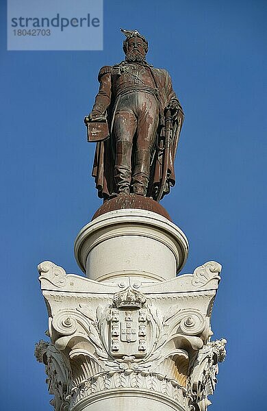 Säule  Statue  König Pedro IV  Rossio-Platz  Altstadt  Lissabon  Portugal  Europa