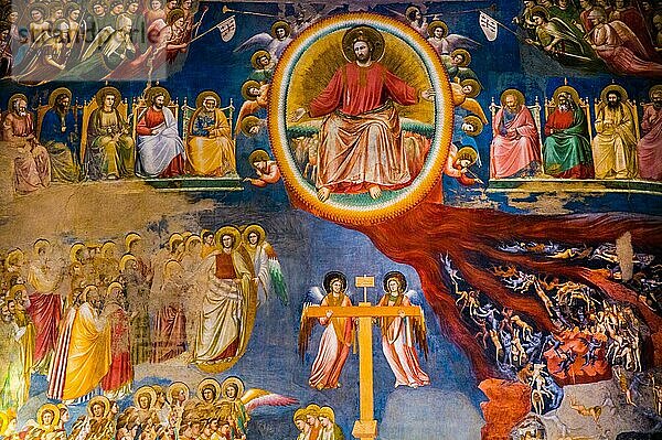 Das Jüngste Gericht  Cappella degli Scrovegni  mit dem berühmten Freskenzyklus von Giotto  Wegbereiter der Renaissance  Padua  Schatzkammer im Herzen Venetiens  Italien  Padua  Venetien  Italien  Europa