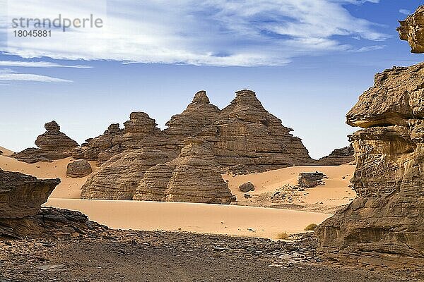 Felsformationen  Wadi Awis  Libyschen Wüste  Akakus-Gebirge  Libyen  Afrika