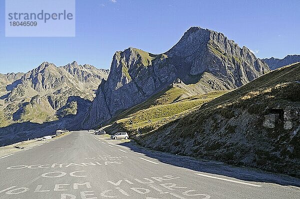 Col du Tourmalet  Bergpass  Bareges  Midi Pyrenees  Pyrenäen  Departement Hautes-Pyrenees  Frankreich  Europa