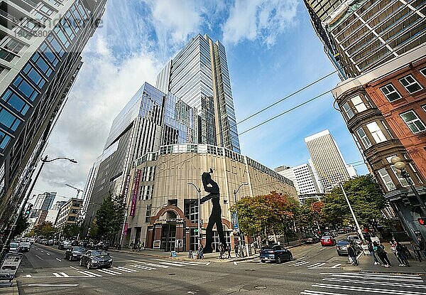 Seattle Art Museum  Hochhäuser und Innenstadt  Seattle Center  Seattle  Washington  USA  Nordamerika