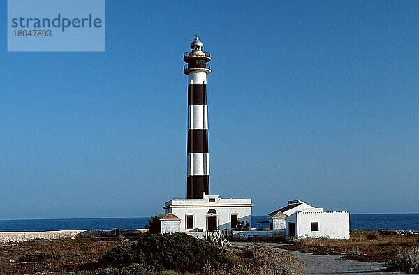 Lighthouse at Cap d'Artrutx  Menorca  Balearic Islands  Spain  Leuchtturm am Cap d'Artrutx  Balearen  Spanien  Europa  Querformat  horizontal  Europa