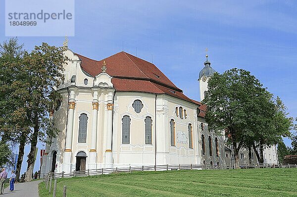 Wieskirche  Wallfahrtskirche zum Gegeißelten Heiland auf der Wies  Steingaden  Allgäu  Bayern  Deutschland  Europa