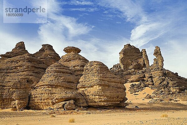 Felsformationen  Wadi Awis  Libyschen Wüste  Akakus-Gebirge  Libyen  Afrika