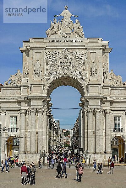 Triumphbogen Arco da Rua Augusta  Praca do Comercio  Lissabon  Portugal  Europa