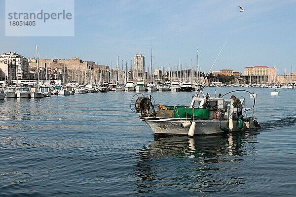 Fischerboot  Viex Port  Alter Hafen  Marseille  Frankreich  Europa