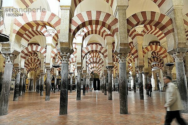 Innenraum  Säulenwald  Mezquita  ehemalige Moschee  heute Kathedrale  Cordoba  Andalusien  Spanien  Europa