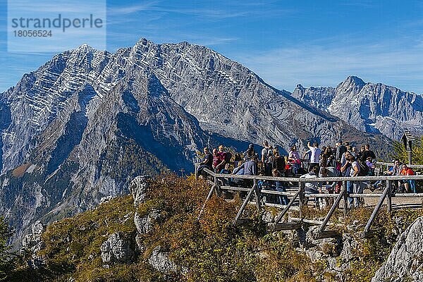 Panorama Terrasse am Jenner  Watzmann Massiv  Schönau  Berchtesgadener Land  Bayern  Deutschland  Europa