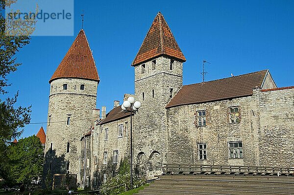 Stadtmauer  Altstadt  Tallinn  Estland  Baltikum  Europa  Park der Türme  Tornide Väljak  Europa