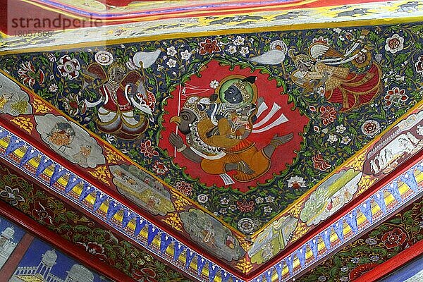 Deckengemälde  Stadtpalast  Udaipur  Rajasthan  Deckenfresko  Indien  Asien