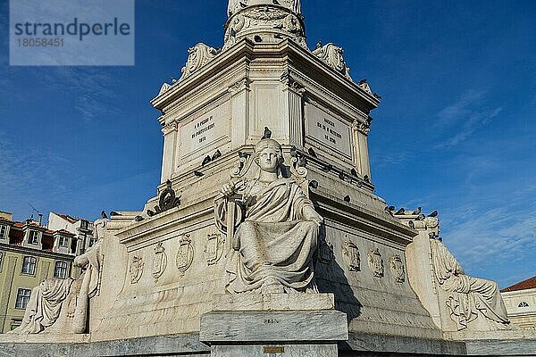 Säule  Rossio-Platz  Altstadt  Lissabon  Portugal  Europa