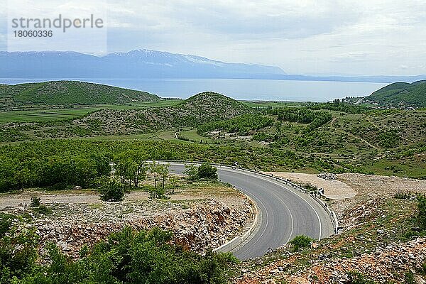 Landschaft bei Lin  Ohrid-See  Region Korca  Korça  Albanien  Europa