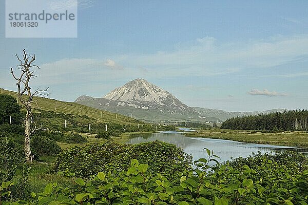 Blick auf Mount Errigal von Gweedore  Grafschaft Donegal  Clady River  Irland  Europa