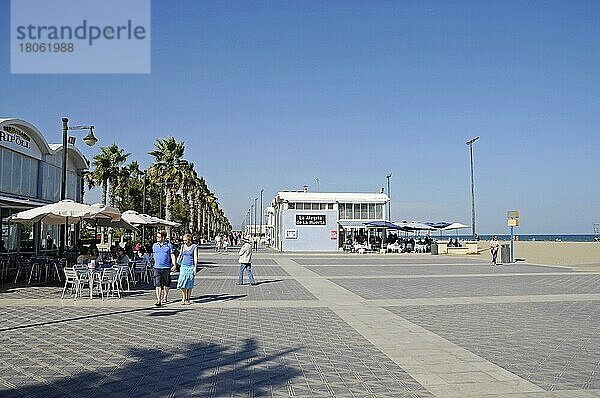 Strandpromenade  Strand  Playa de Malvarrosa  Malva-Rosa  Valencia  Spanien  Europa