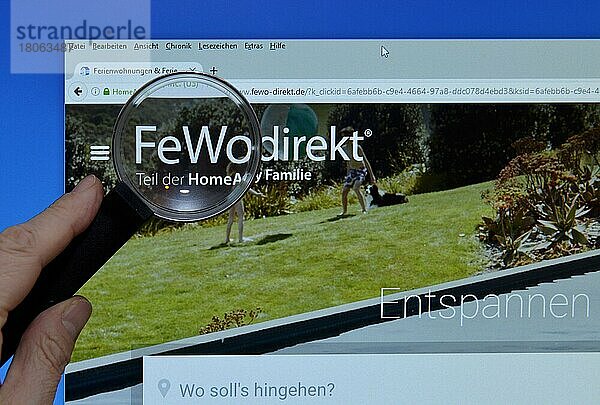 Fewo-direkt.de  Lupe Monitor  Internet  Hand