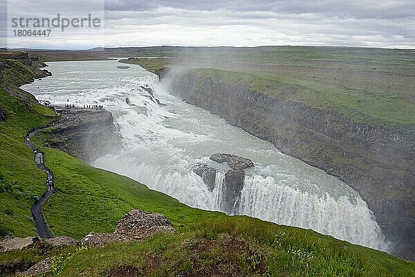 Wasserfall  Goldener  Gullfoss  Fluss Hvita  Island  Europa