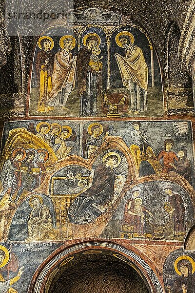 Geburt Jesu  Fresken im Eski Guemuesler-Kloster  Kappadokien  Türkei  Kappadokien  Türkei  Asien