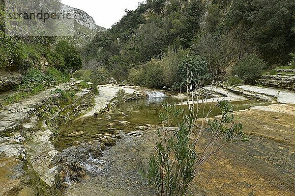 Teich  Fluss  Schlucht  Cavagrande del Cassibile  Sizilien  Italien  Europa