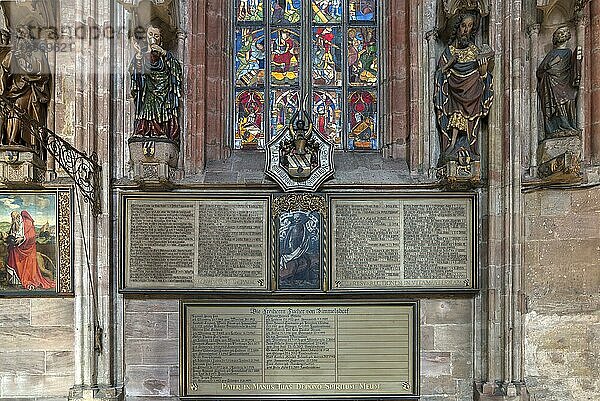 Totentafel der Familie Tucher um 1507  Sebalduskirche  Nürnberg  Mittelfranken  Bayern  Deutschland  Europa