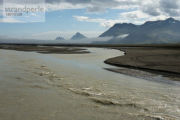 Fluss Jökulsa i Loni  Lon  Südsland  Island  Europa