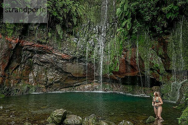 Wasserfall 25 Fontes  Rabacal-Tal  Zentralgebirge  Madeira  Portugal  Europa
