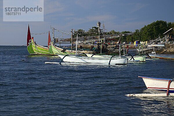 Traditionelle Auslegerboote  Lovina Beach  Nordbali  Bali  Indonesien  Asien