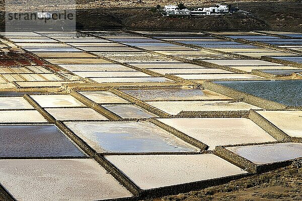 Saline  Salzgewinnungsanlage  Yaiza  Lanzarote  Kanarische Inseln  Salinas de Janubio  Salz  Salzproduktion  Meersalz  Spanien  Europa