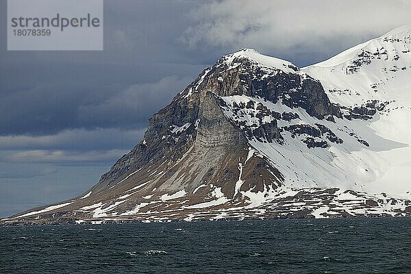 Alkhornet  metamorphisiertes Karbonatgestein und Seevogelkolonie im Isfjorden  Spitzbergen  Svalbard