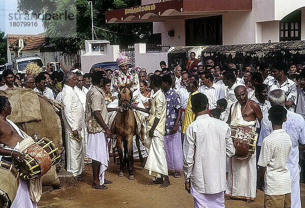 Hochzeitssequenz von Nattukottai Chettiar Nagarathar  Tamil Nadu  Indien  Asien
