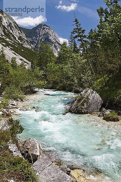 Oberlauf der Isar  Hinterautal  Karwendel  Alpen  Tirol  Isarradweg  Österreich  Europa