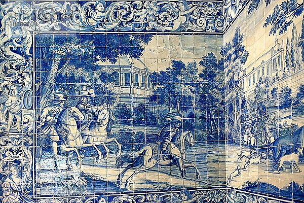 Bemalte Kacheln  Wappensaal  Palacio Nacional de Sintra  Sintra  Lisboa  Portugal  Azulejos  Keramikkunst  Europa