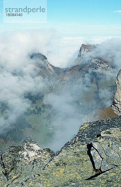 Berner Oberland (Uebersicht) (overview) (Europa) (Herbst) (autumn) (fall) (Landschaften) (landscapes) (Gebirge) (Berge) (mountains)  Blick vom Niederhorn  Alpen  Schweiz  Europa