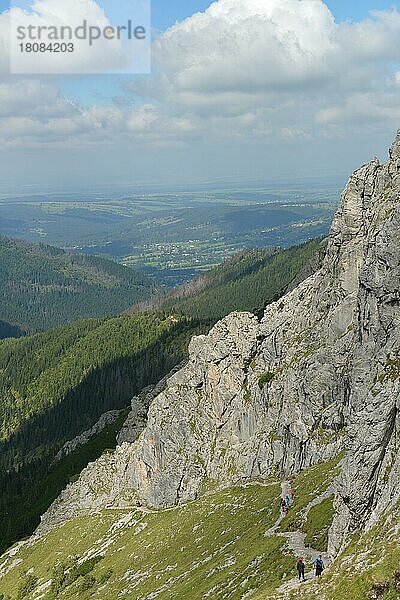 Roter westlicher Wanderweg zum Gipfel Giewont  Hohe Tatra  Polen  Europa