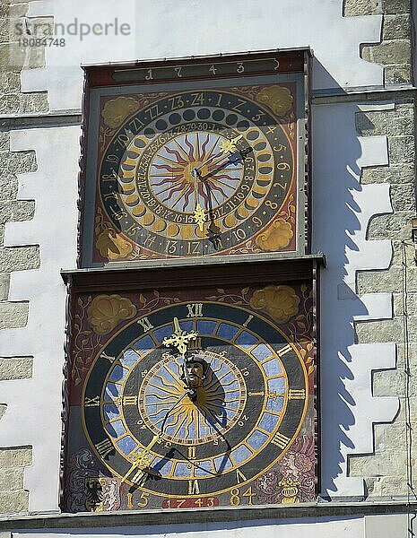 Astronomische Uhr  Rathaus  Görlitz  Sachsen  Deutschland  Europa