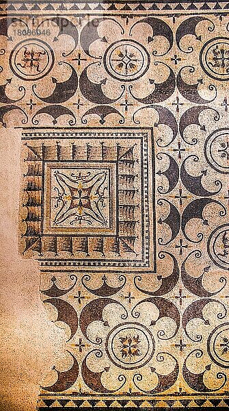 Mosaik aus der römischen Periode  1. -2. Jhd. AD  Via San Rocchino Haus  Santa Giulia  Stadtmuseum  Brescia  Lombardei  Italien  Brescia  Lombbardei  Italien  Europa